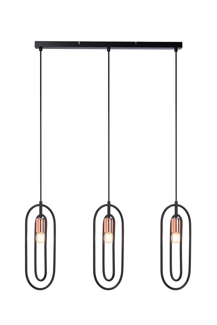 Lustra suspendata Rovier, negru mat/cupru, 3xE27, L.85cm, IP20, Rabalux, 72264
