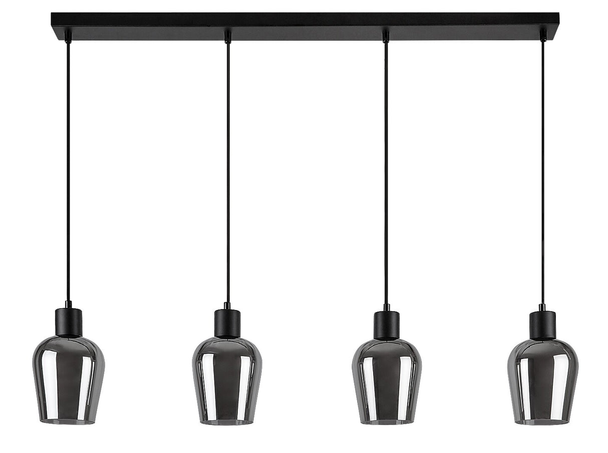 Lustra suspendata Florian, negru/sticla fumurie, 4xE27, L.95 cm, IP20, Rabalux, 72271