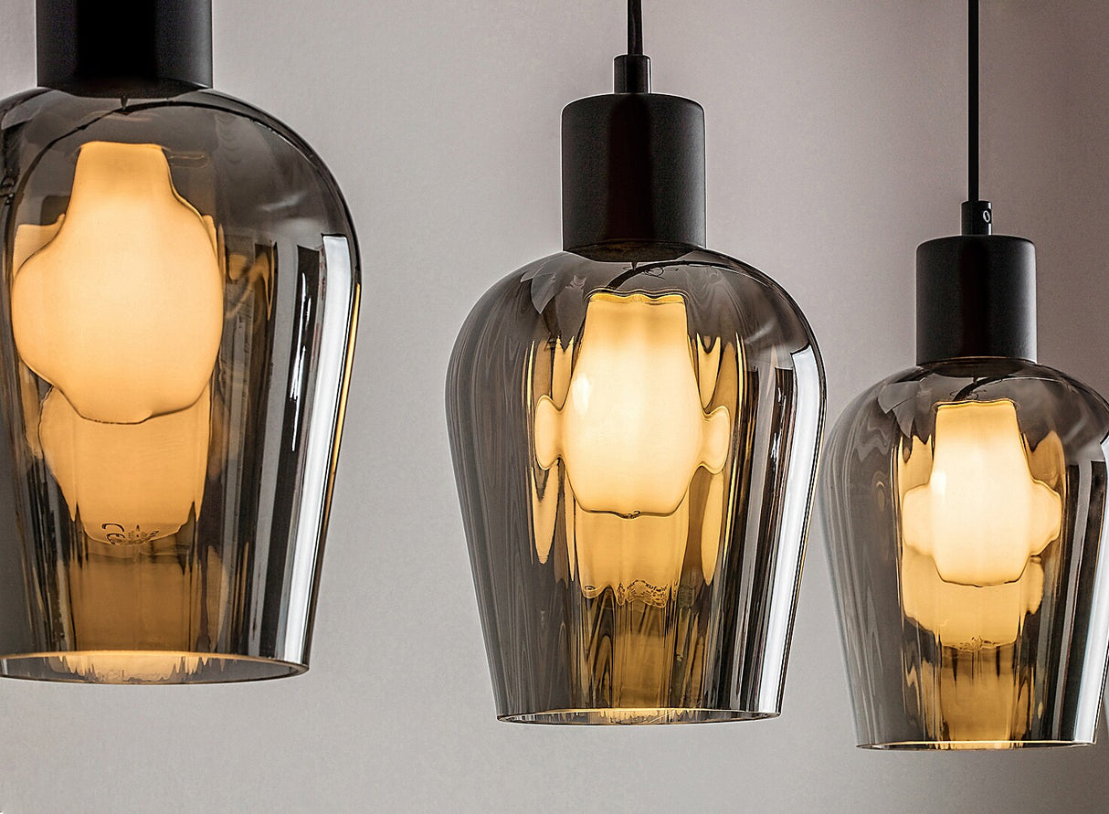 Lustra suspendata Florian, negru/sticla fumurie, 4xE27, L.95 cm, IP20, Rabalux, 72271