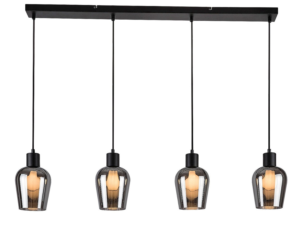 Lustra suspendata Florian, negru/sticla fumurie, 4xE27, L.95 cm, IP20, Rabalux, 72271