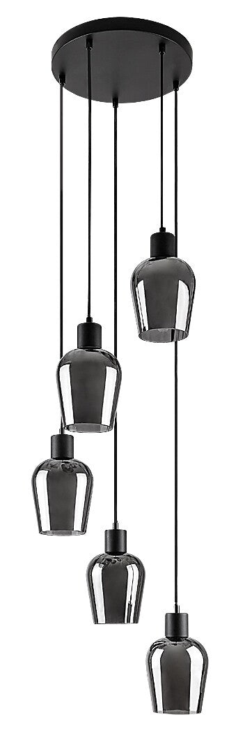 Lustra suspendata Florian, negru/sticla fumurie, 5xE27, IP20, Rabalux, 72272