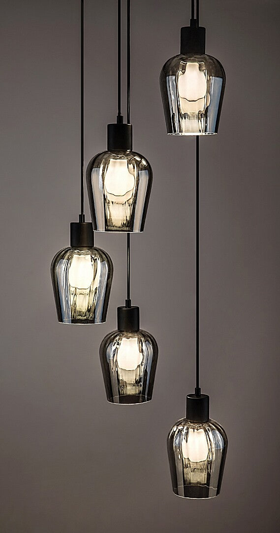 Lustra suspendata Florian, negru/sticla fumurie, 5xE27, IP20, Rabalux, 72272