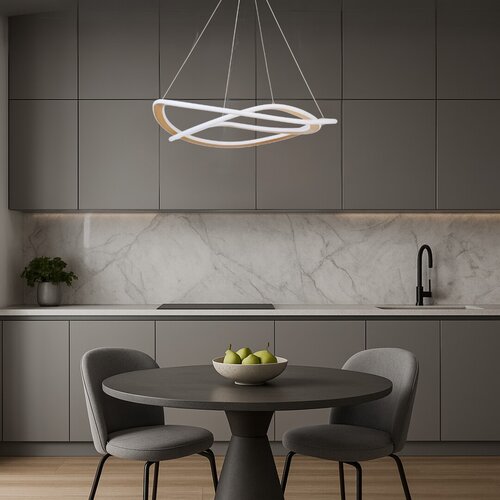 Lustra suspendata LED Kallira, auriu mat, 40W, 3800lm, 3000K, H.150cm, IP20, Rabalux, 72282