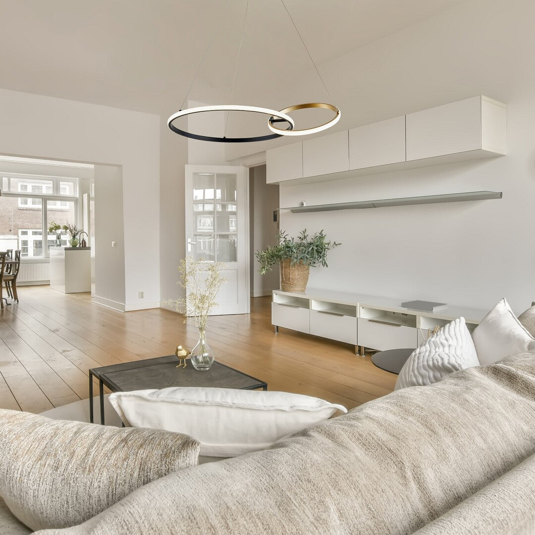 Lustra suspendata LED Emilion, negru/ auriu, 36W, 2150lm, 4000K, IP20, Rabalux, 72296