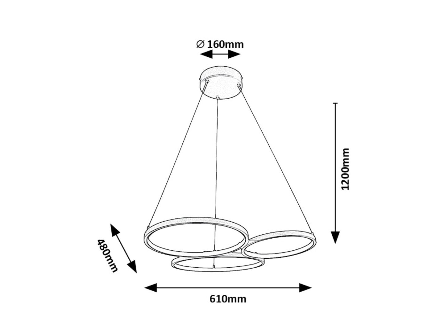 Lustra suspendata LED Formand, negru, 38W, 1100lm, 3000K, IP20, Rabalux, 72297