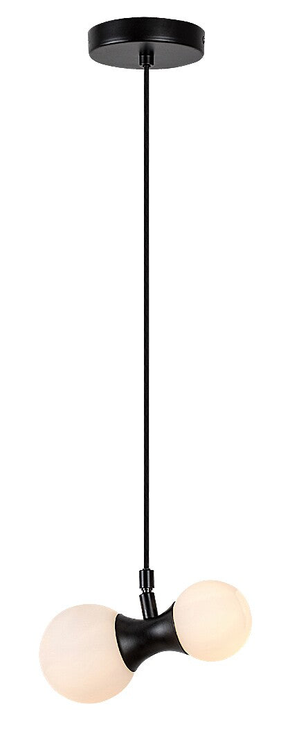 Lustra suspendata Lition, negru, sticla opal, 2xG9, L.22cm, IP20, Rabalux, 72299