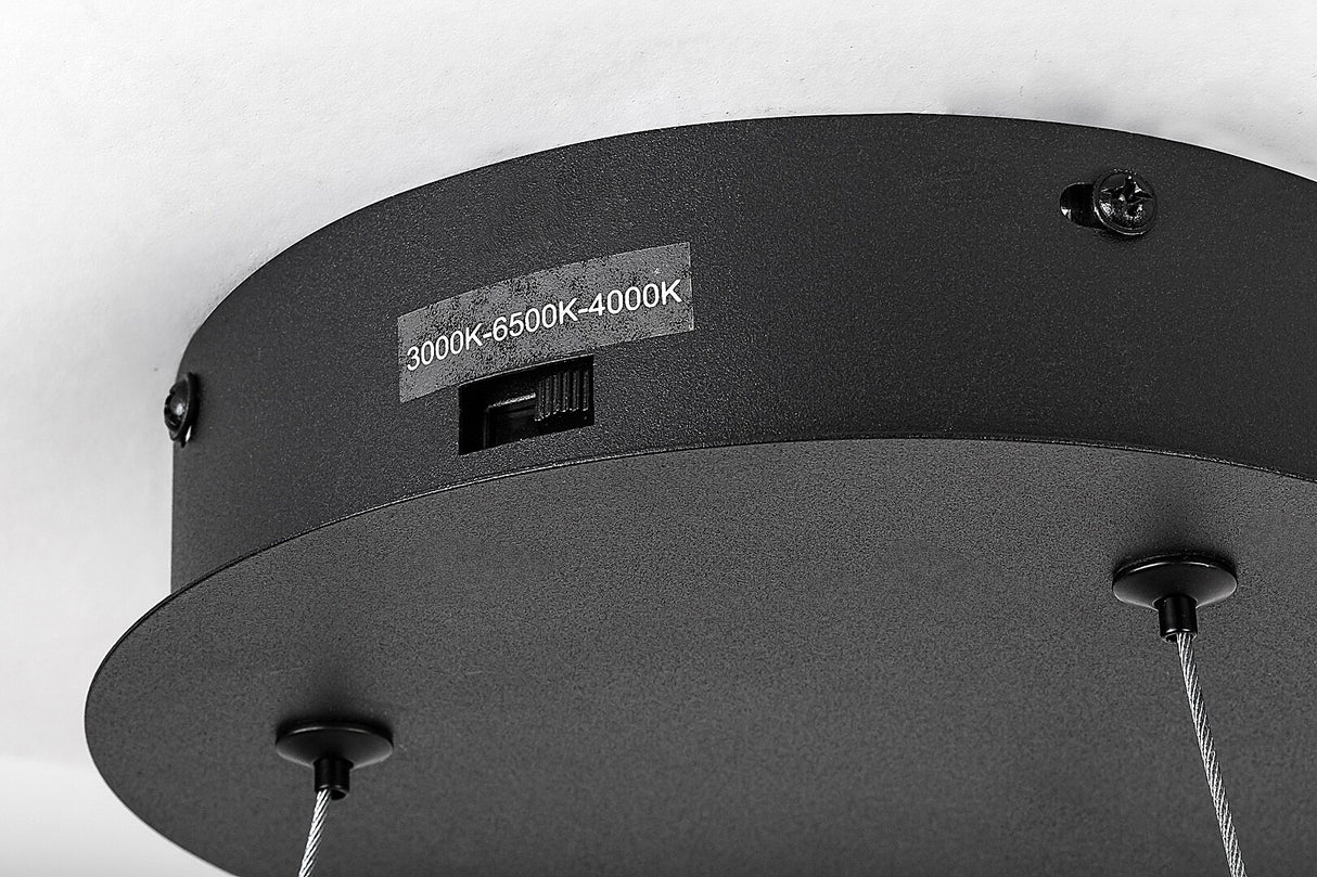 Lustra suspendata LED Isaure, negru, 45W, 3000lm, 3000K/4000K/6500K, IP20, Rabalux, 72302