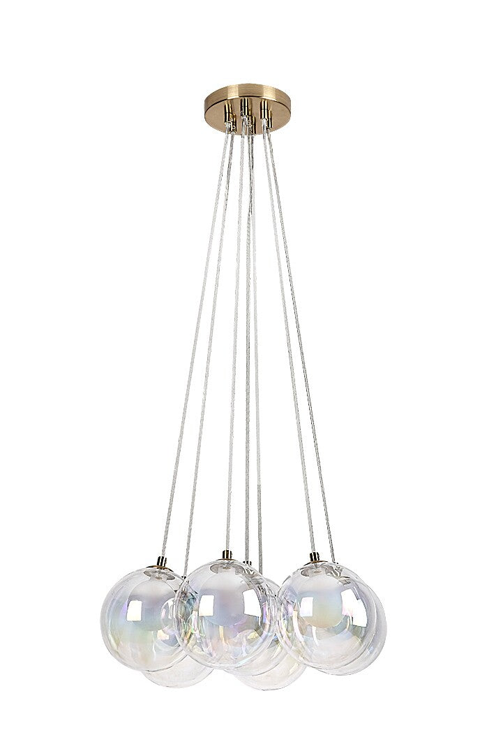 Lustra suspendata Rosehip, champagne, sticla multicolor, 7xG9, D.45cm, IP20, Rabalux, 72304