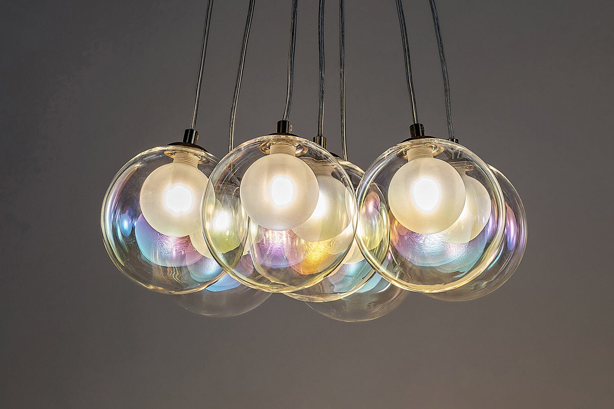 Lustra suspendata Rosehip, champagne, sticla multicolor, 7xG9, D.45cm, IP20, Rabalux, 72304