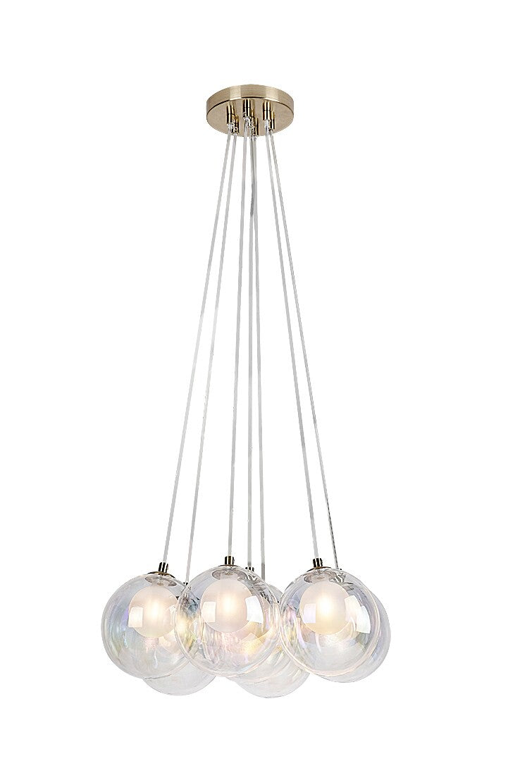 Lustra suspendata Rosehip, champagne, sticla multicolor, 7xG9, D.45cm, IP20, Rabalux, 72304