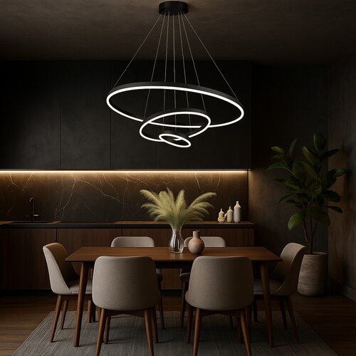 Lustra suspendata LED cu telecomanda Isaure, negru mat, 100W, 8000lm, 3000K-6500K, H.120cm, IP20, Rabalux, 72306