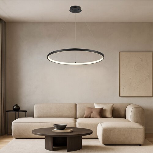 Lustra suspendata LED Beliza, negru mat, 55W, 4100lm, 3000K, H.120cm, IP20, Rabalux, 72344