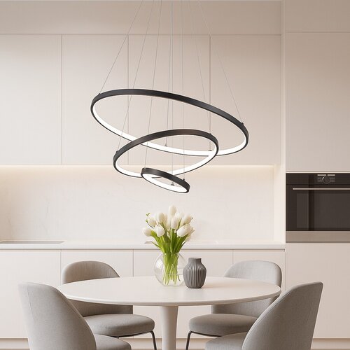 Lustra suspendata LED cu telecomanda Beliza, negru mat, 90W, 7200lm, 3000K-6500K, H.120cm, IP20, Rabalux, 72346