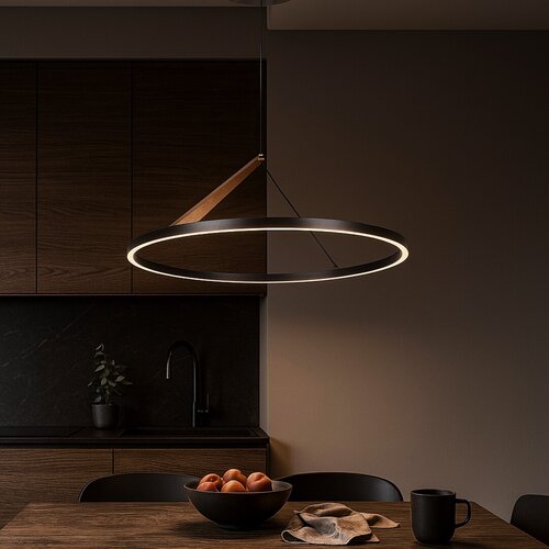 Lustra suspendata LED Renara, negru/auriu, 40W, 1850lm, 3000K, H.120cm, IP20, Rabalux, 72352