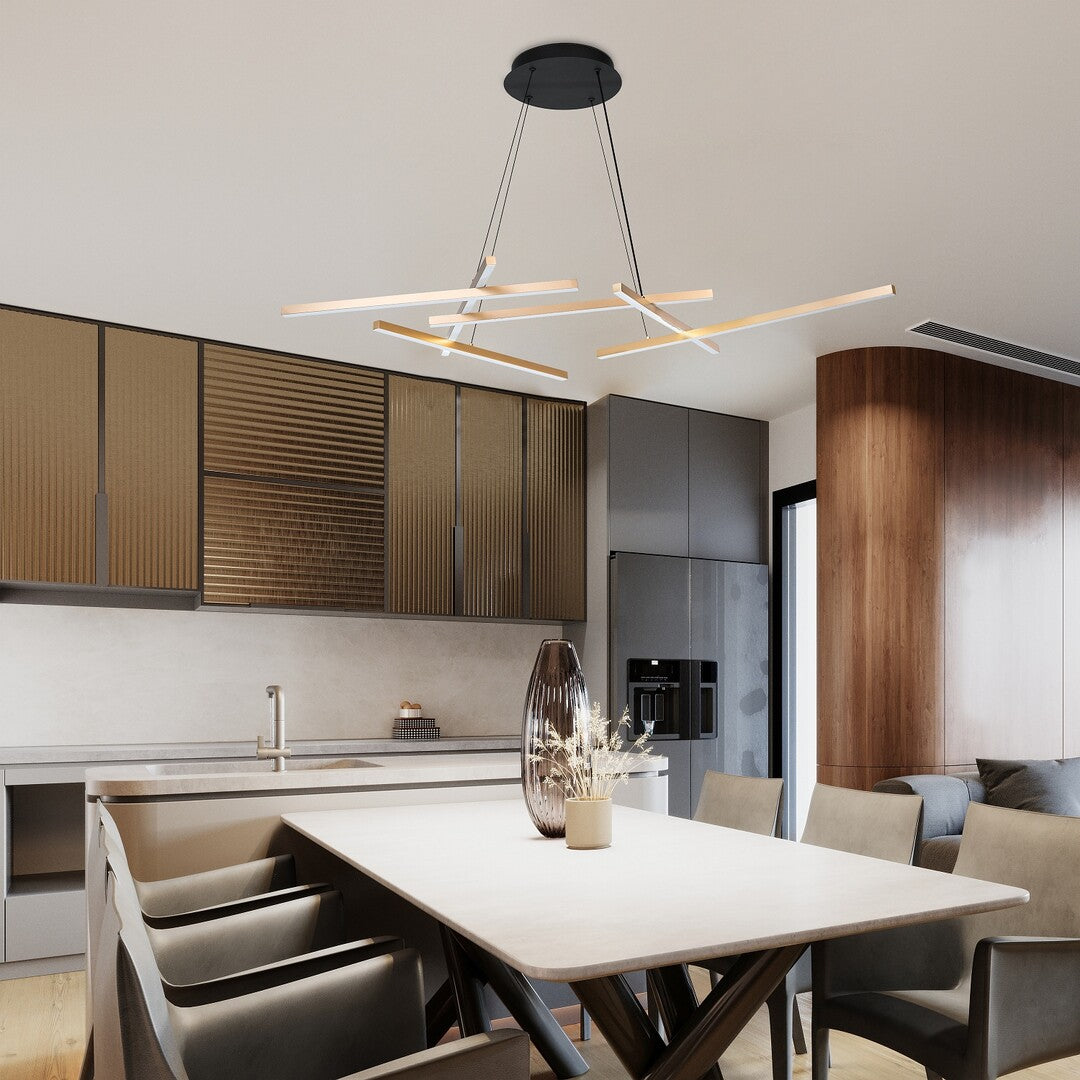 Lustra suspendata LED Severine, negru/ auriu, 40W, 2400lm, 3000-6500K, IP20, Rabalux, 72369