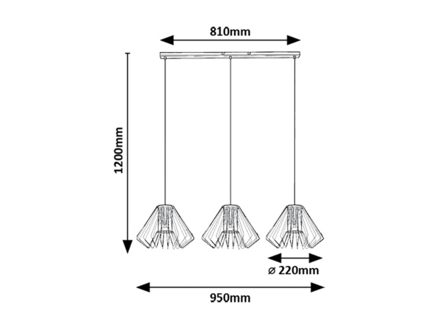 Lustra suspendata Emerencia, negru, 3xE27, IP20, Rabalux, 72371