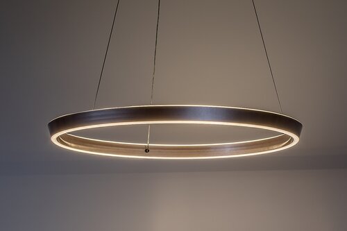 Lustra suspendata LED Nevira, maro periat, 36W, 2520lm, 3000K-6500K, H.130cm, IP20, Rabalux, 72402