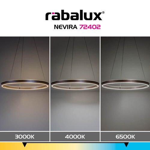 Lustra suspendata LED Nevira, maro periat, 36W, 2520lm, 3000K-6500K, H.130cm, IP20, Rabalux, 72402