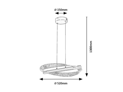 Lustra suspendata LED Olyssia, auriu, 24W, 1300lm, 3000K, H.130cm, IP20, Rabalux, 72463