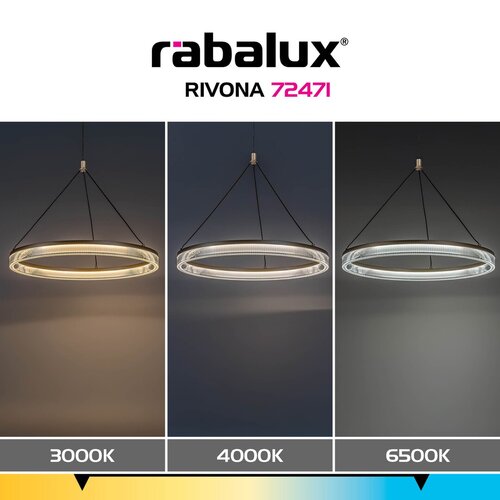 Lustra suspendata LED Rivona, auriu, 24W, 1700lm, 3000K-6500K, H.100cm, IP20, Rabalux, 72471