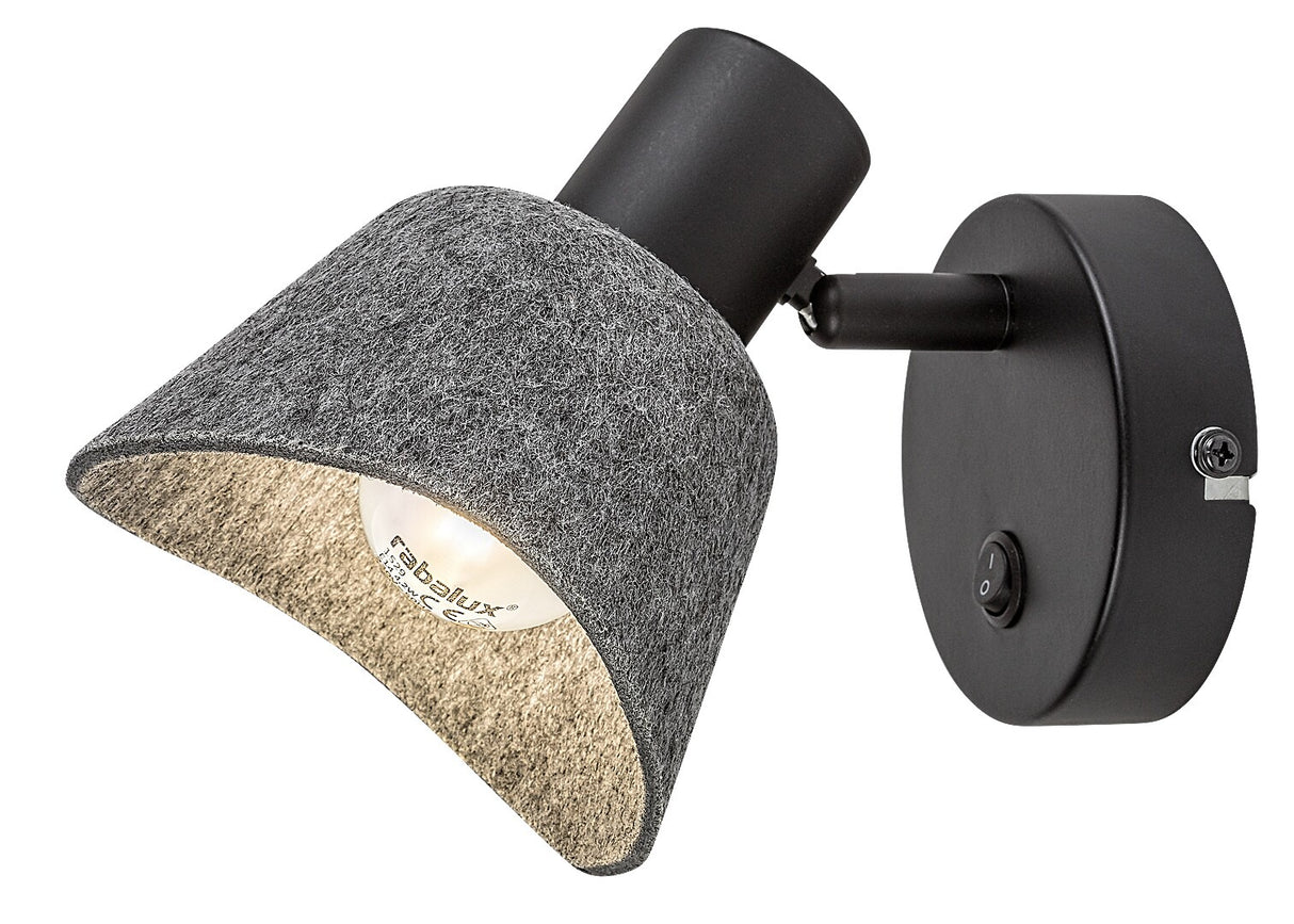 Aplica perete Farelia, negru/gri, 1 x E14, IP20, Rabalux, 73005