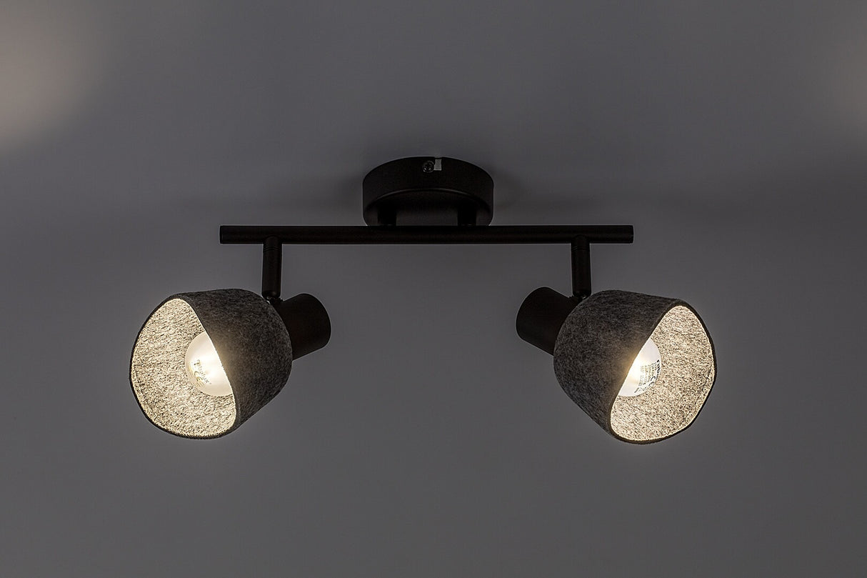 Plafoniera Farelia, negru/gri, 2xE14, IP20, Rabalux, 73006