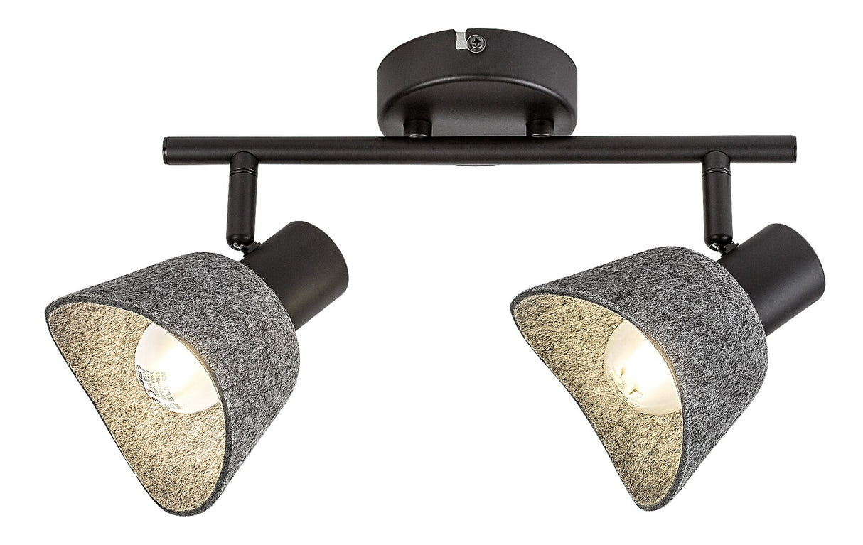 Plafoniera Farelia, negru/gri, 2xE14, IP20, Rabalux, 73006