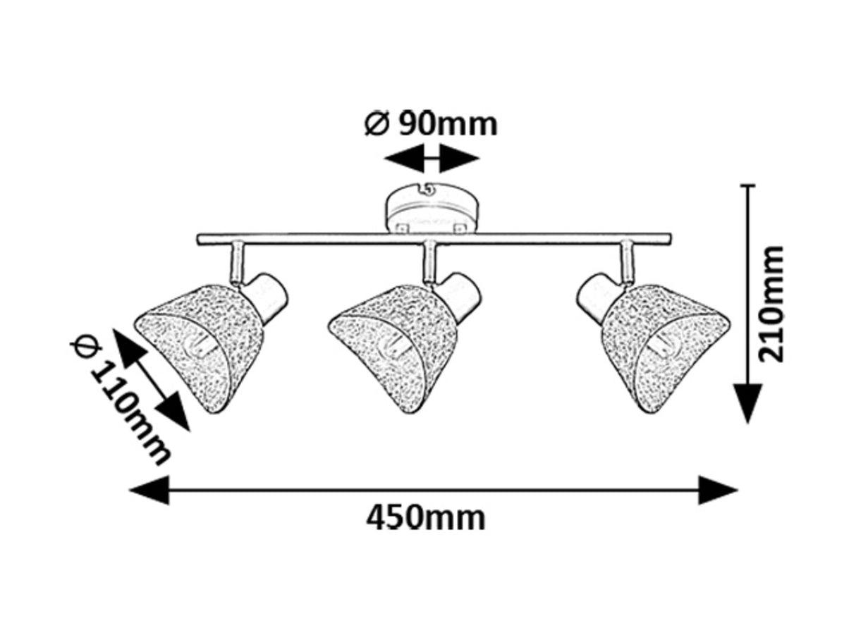 Plafoniera Farelia, negru/gri, 3xE14, IP20, Rabalux, 73007