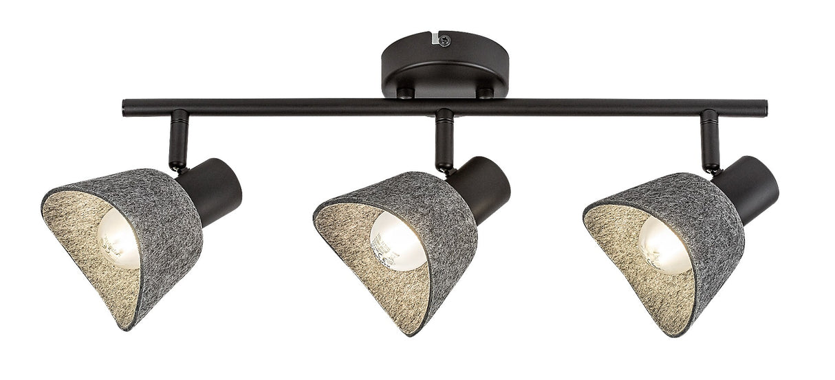 Plafoniera Farelia, negru/gri, 3xE14, IP20, Rabalux, 73007