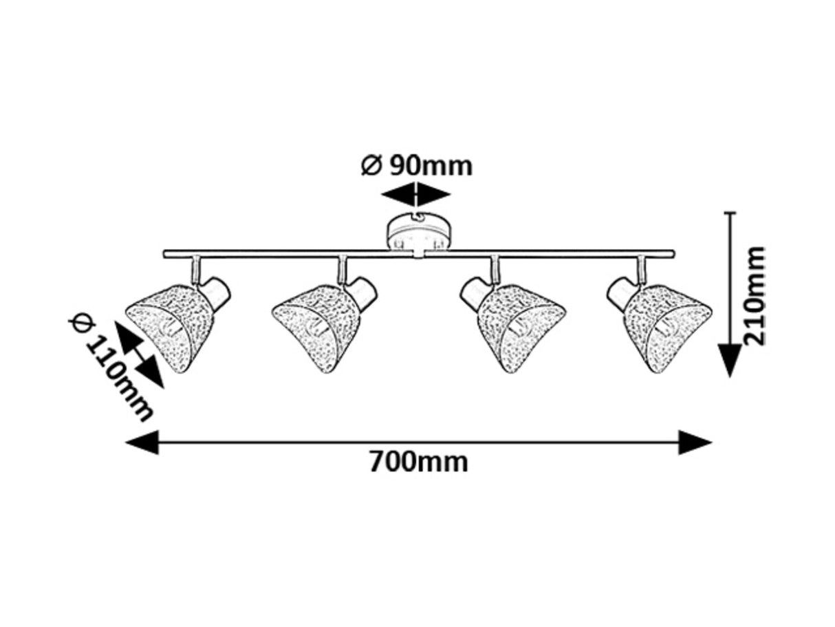 Plafoniera Farelia, negru/gri, 4xE14, IP20, Rabalux, 73008