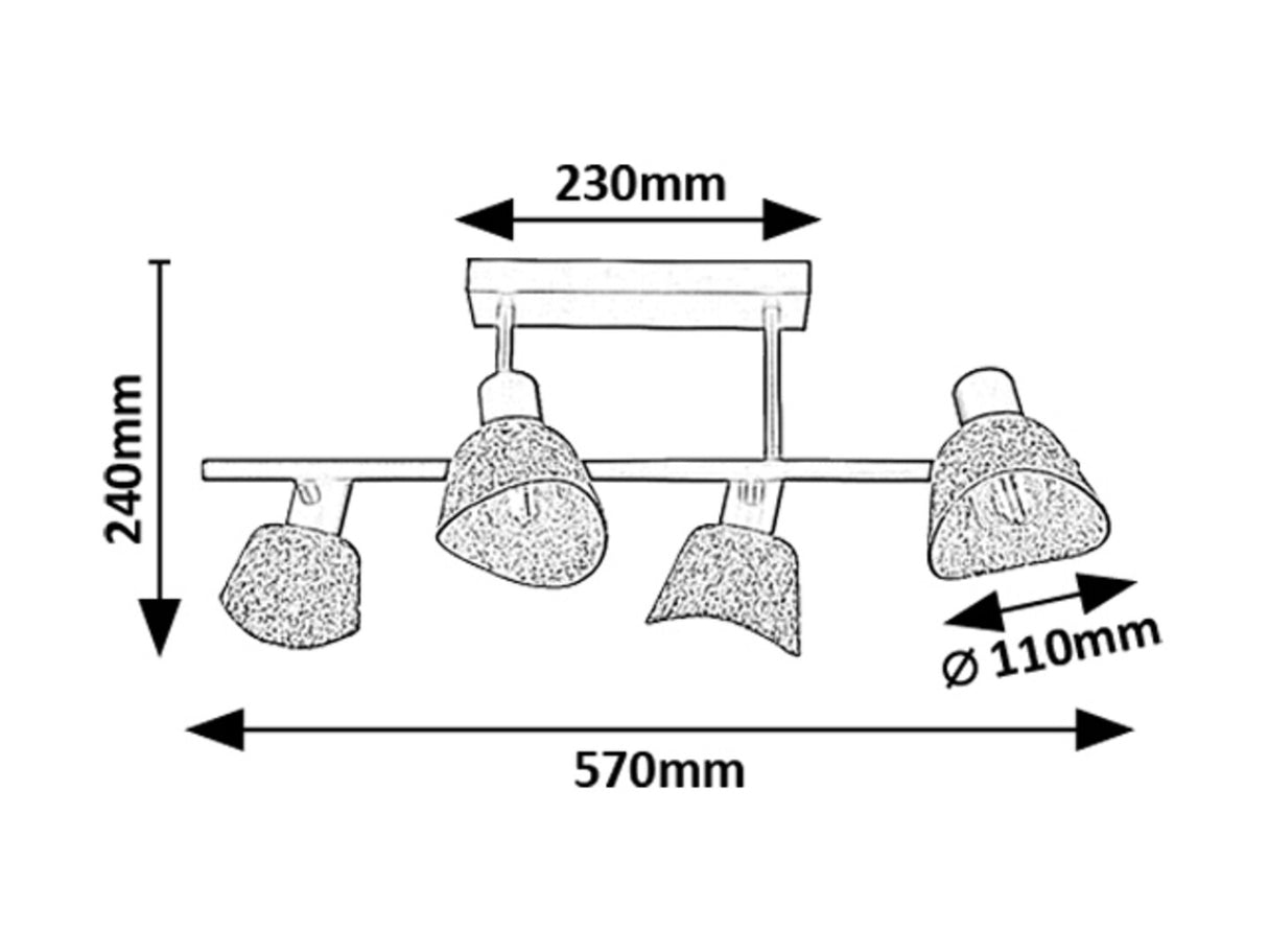 Plafoniera Farelia, negru/gri, 4xE14, IP20, Rabalux, 73010