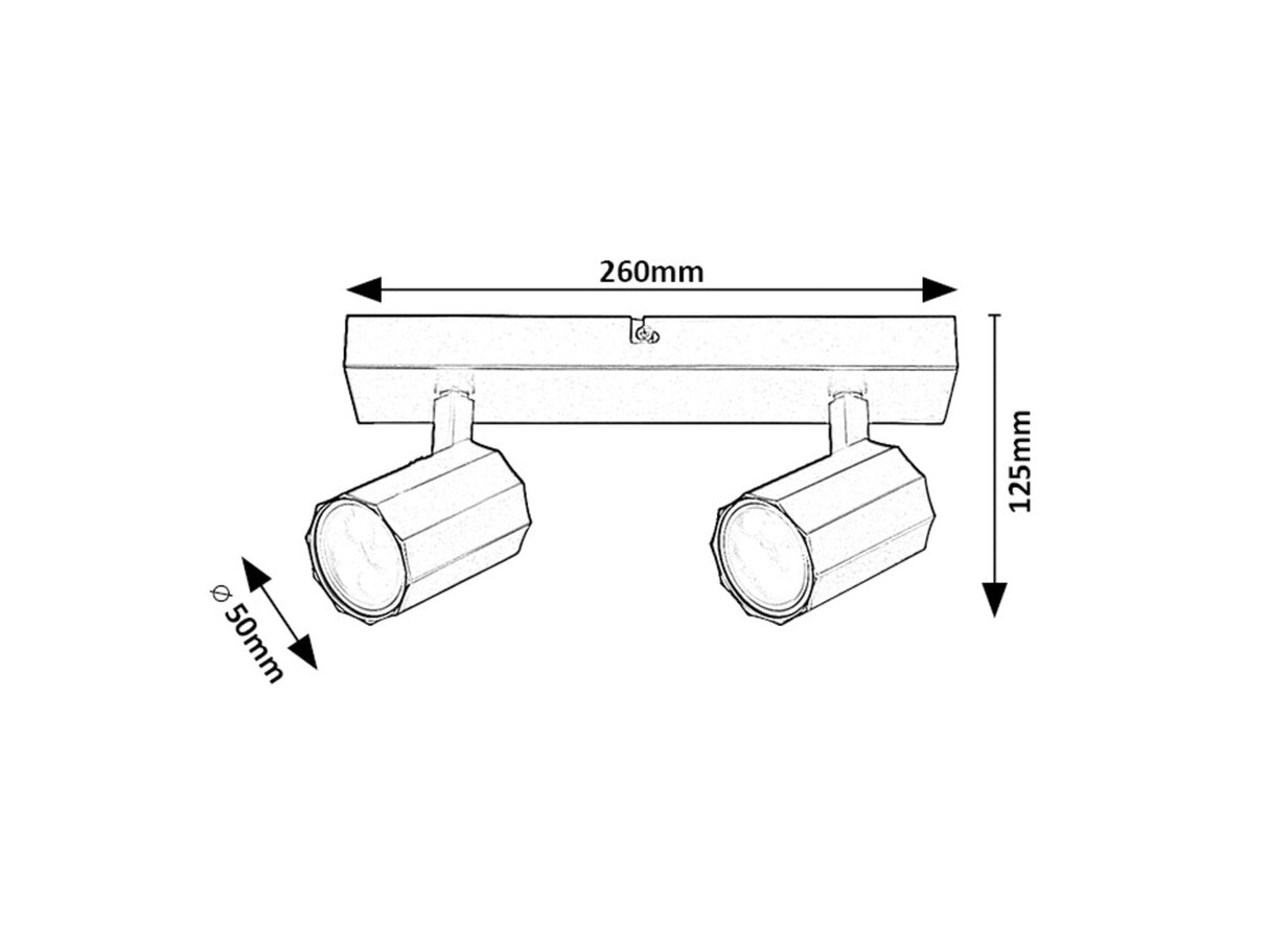 Plafoniera Rogelio, negru mat, 2xGU10, IP20, Rabalux, 73024