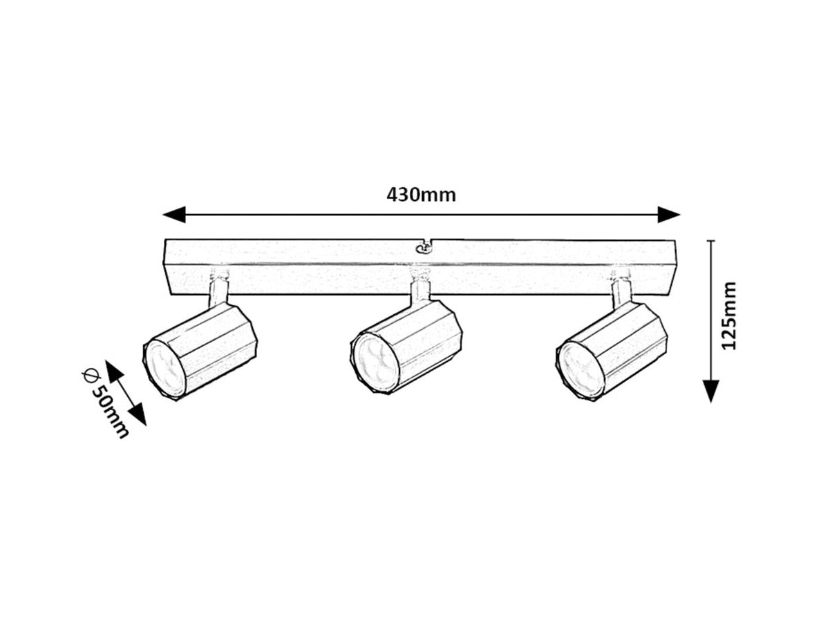 Plafoniera Rogelio, negru mat, 3xGU10, IP20, Rabalux, 73025