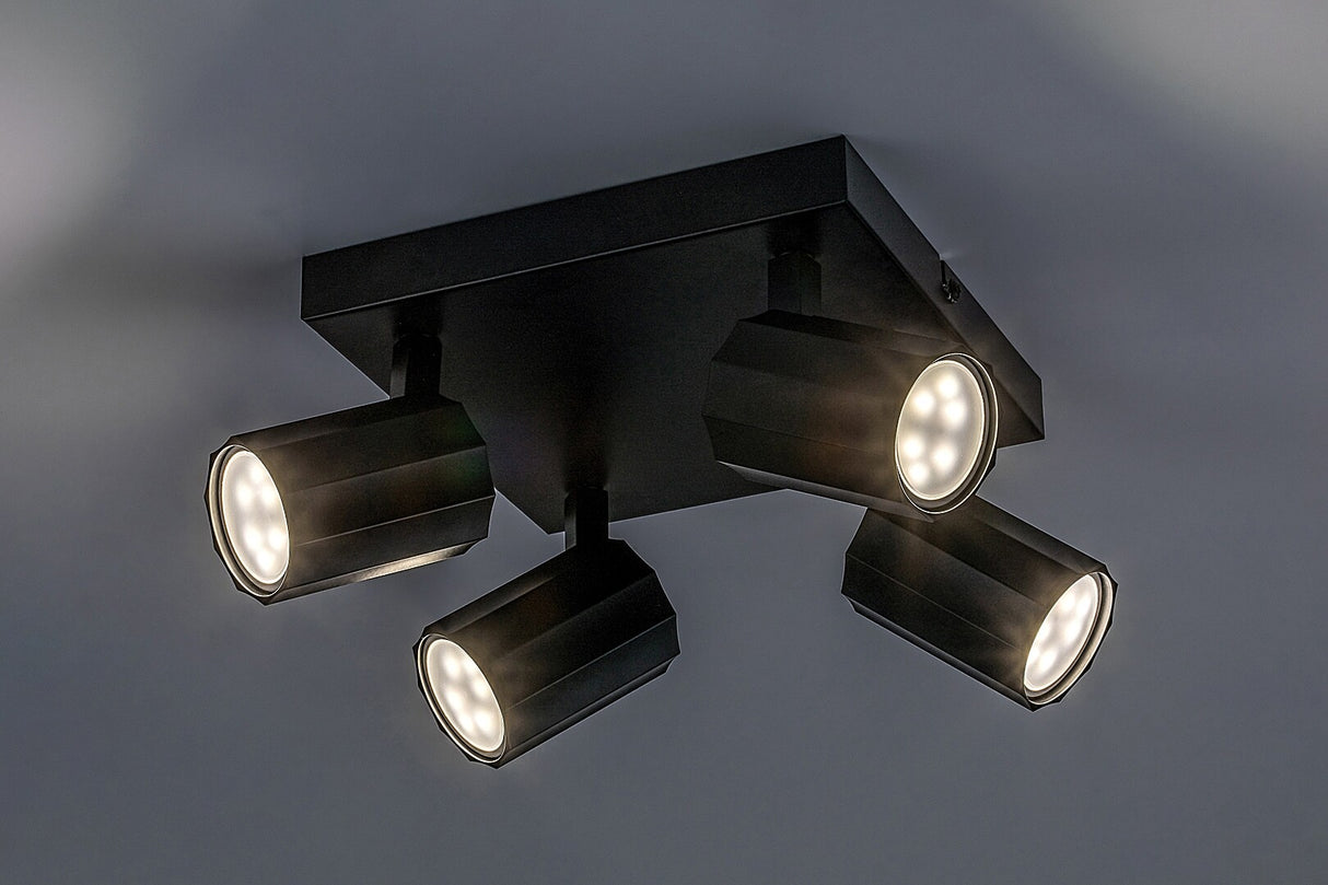 Plafoniera Rogelio, negru mat, 4xGU10, IP20, Rabalux, 73026