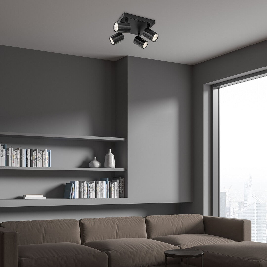 Plafoniera Rogelio, negru mat, 4xGU10, IP20, Rabalux, 73026