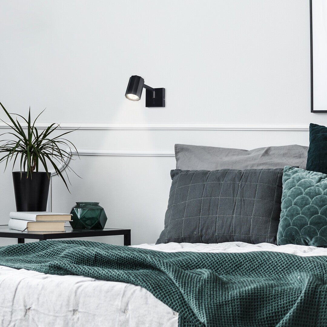 Aplica de perete Karter, negru mat, 1 x GU10, IP20, Rabalux, 73027