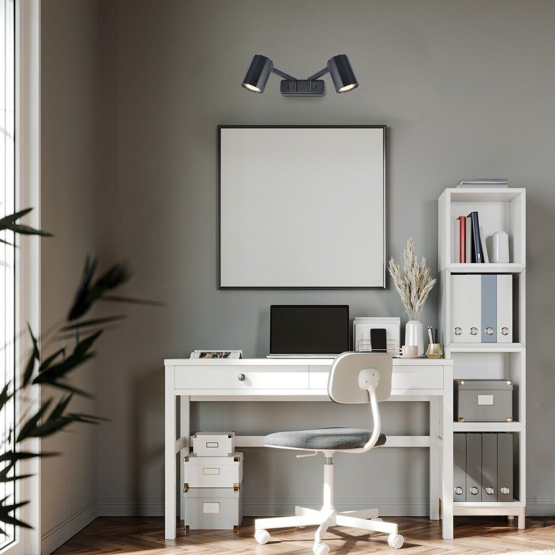 Aplica de perete Karter, negru mat, 2 x GU10, IP20, Rabalux, 73028