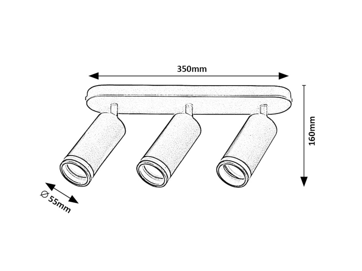 Plafoniera Senobia, negru mat, 3xGU10, IP20, Rabalux, 73035