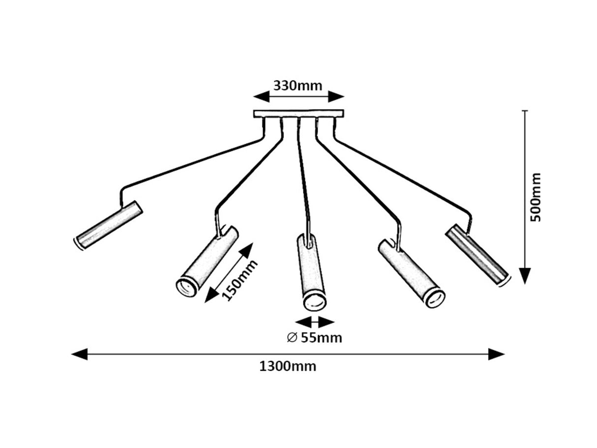 Plafoniera Senobia, negru mat, 5xGU10, IP20, Rabalux, 73040