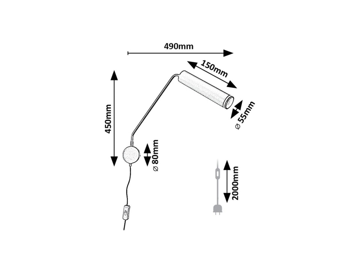 Aplica Senobia, 1xGU10, negru mat, reglabila, Rabalux 73041