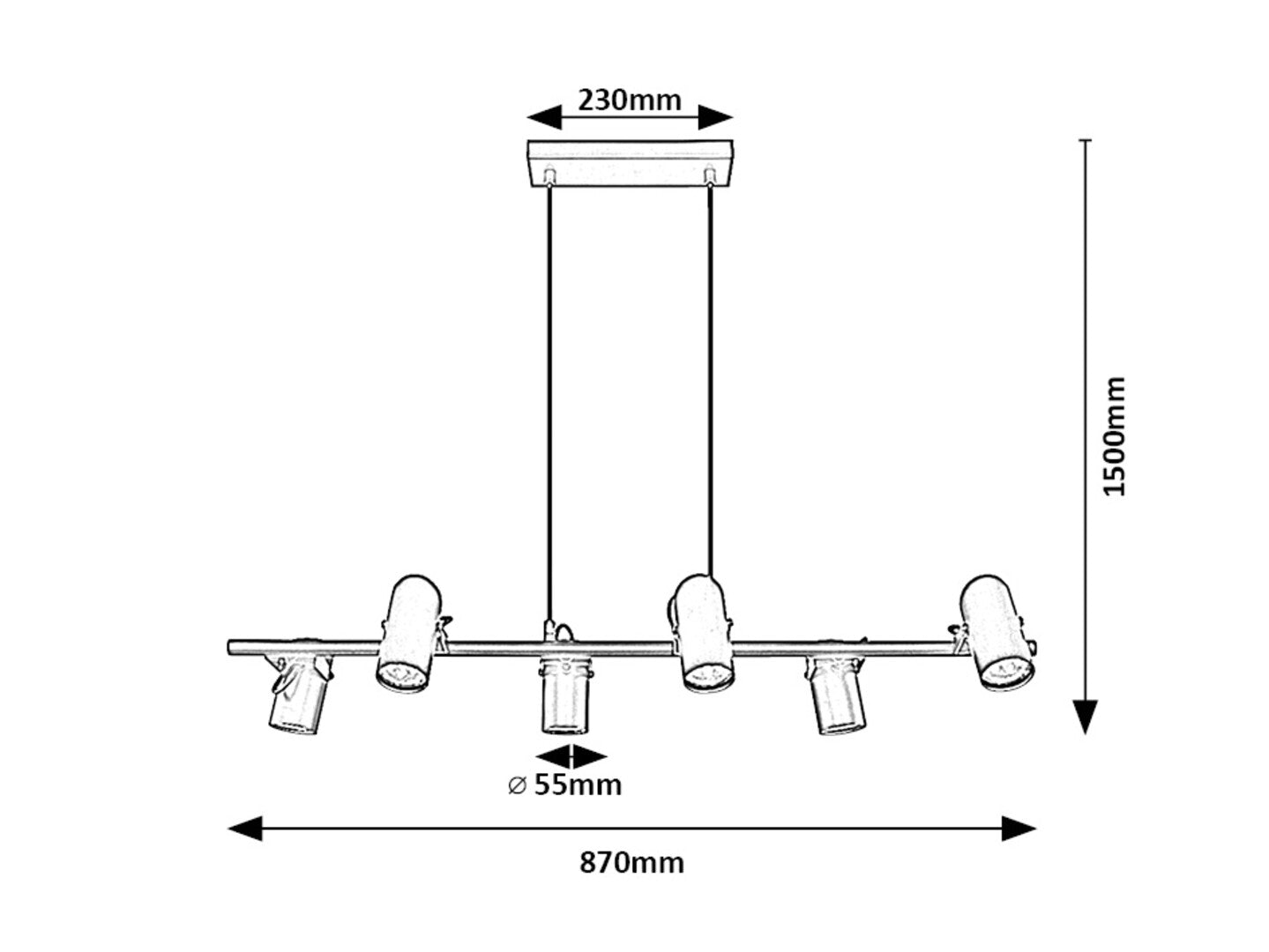 Lustra suspendata Maximilian, negru mat, 6xGU10, IP20, Rabalux, 73045