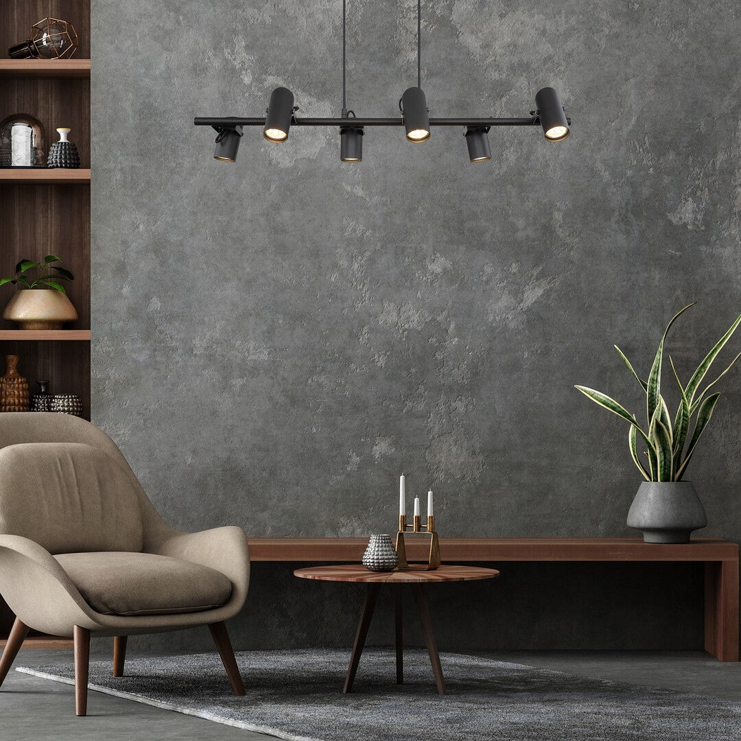 Lustra suspendata Maximilian, negru mat, 6xGU10, IP20, Rabalux, 73045