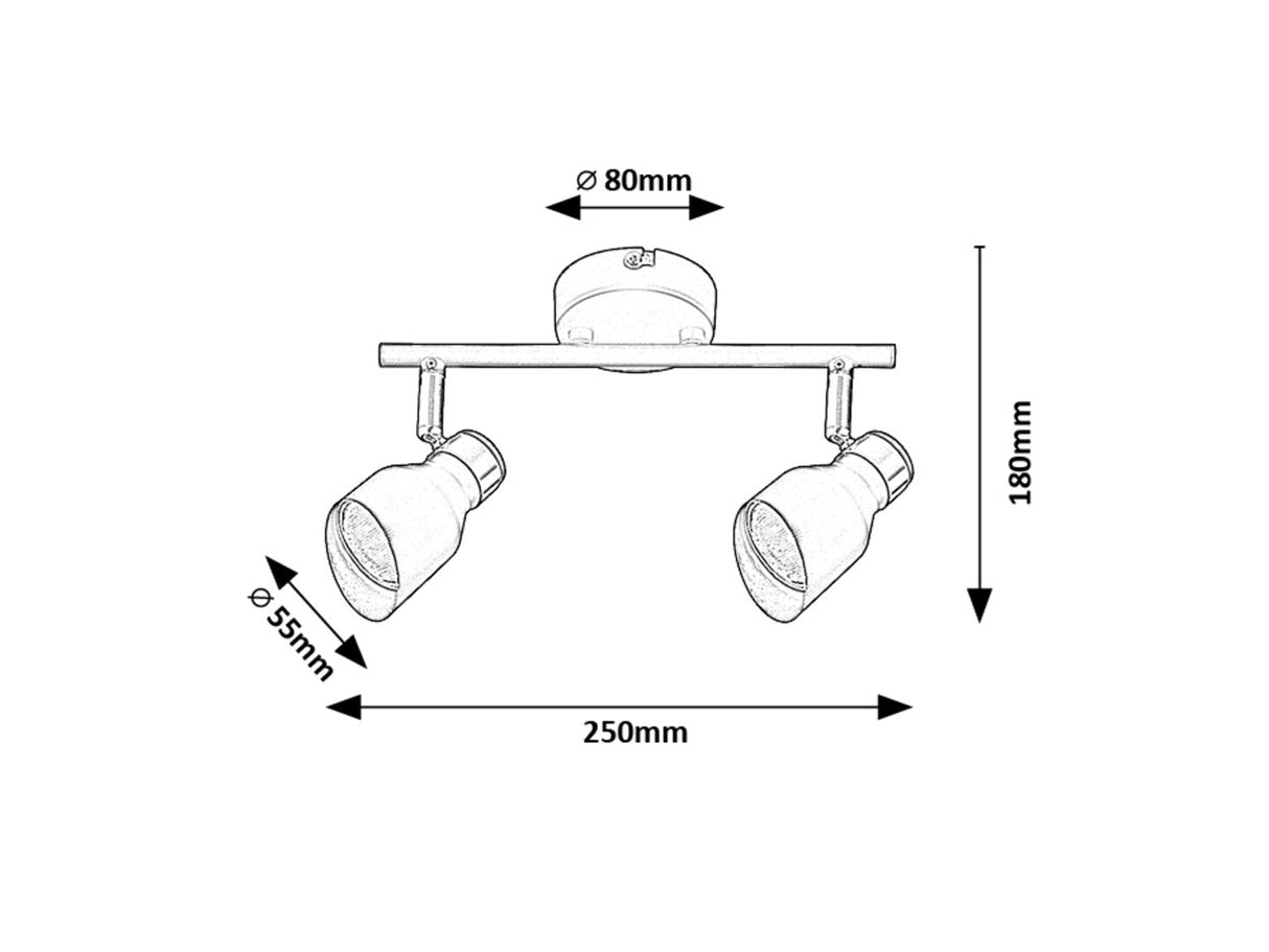 Plafoniera Lilou, negru/auriu, 2xGU10, IP20, Rabalux, 73048