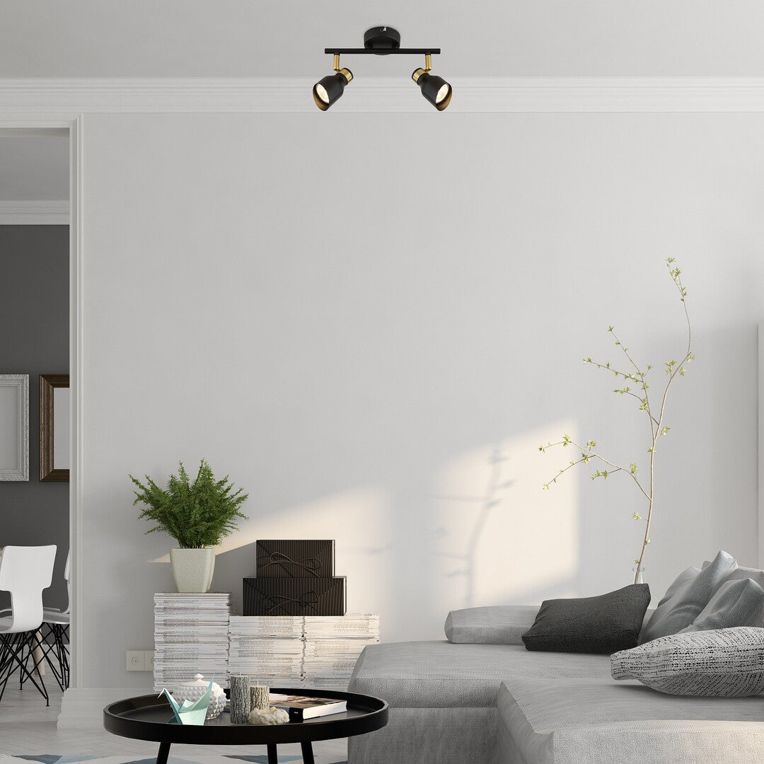 Plafoniera Lilou, negru/auriu, 2xGU10, IP20, Rabalux, 73048