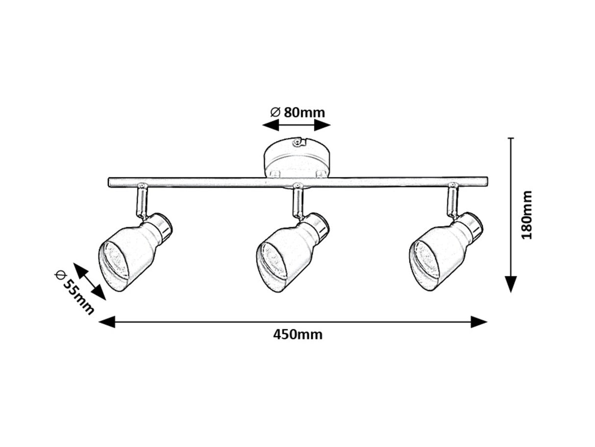 Plafoniera Lilou, negru, 3xGU10, L.45cm, IP20, Rabalux, 73049