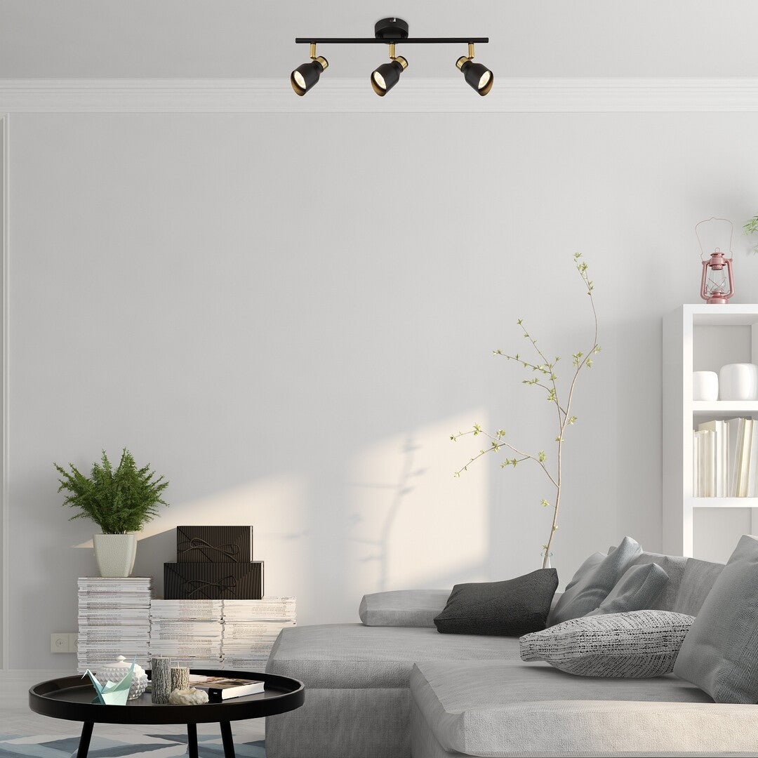 Plafoniera Lilou, negru, 3xGU10, L.45cm, IP20, Rabalux, 73049