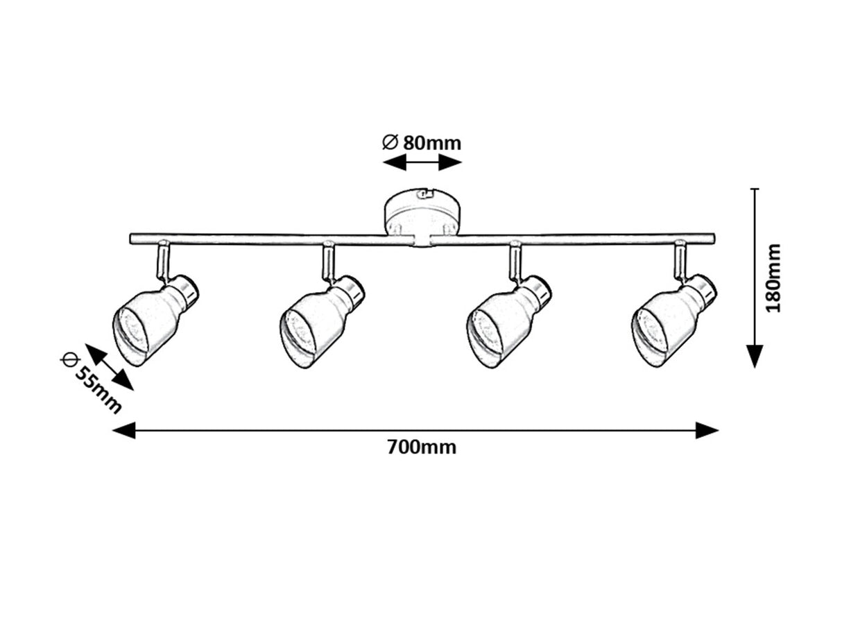Plafoniera Lilou, negru/auriu, 4xGU10, IP20, Rabalux, 73050