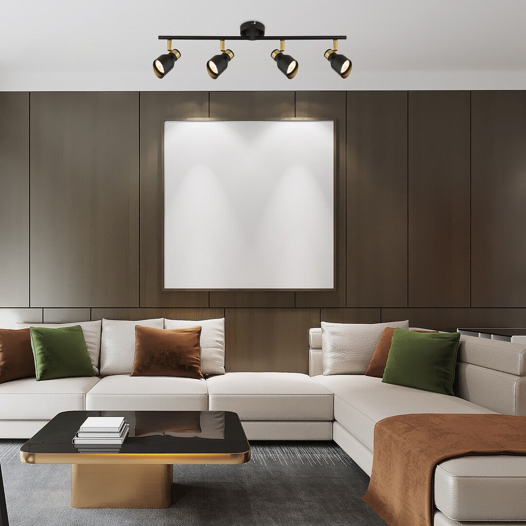 Plafoniera Lilou, negru/auriu, 4xGU10, IP20, Rabalux, 73050