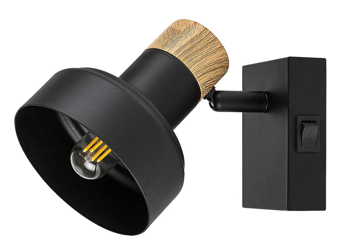 Aplica de perete Saskia, negru, 1 x E14, IP20, Rabalux, 73055