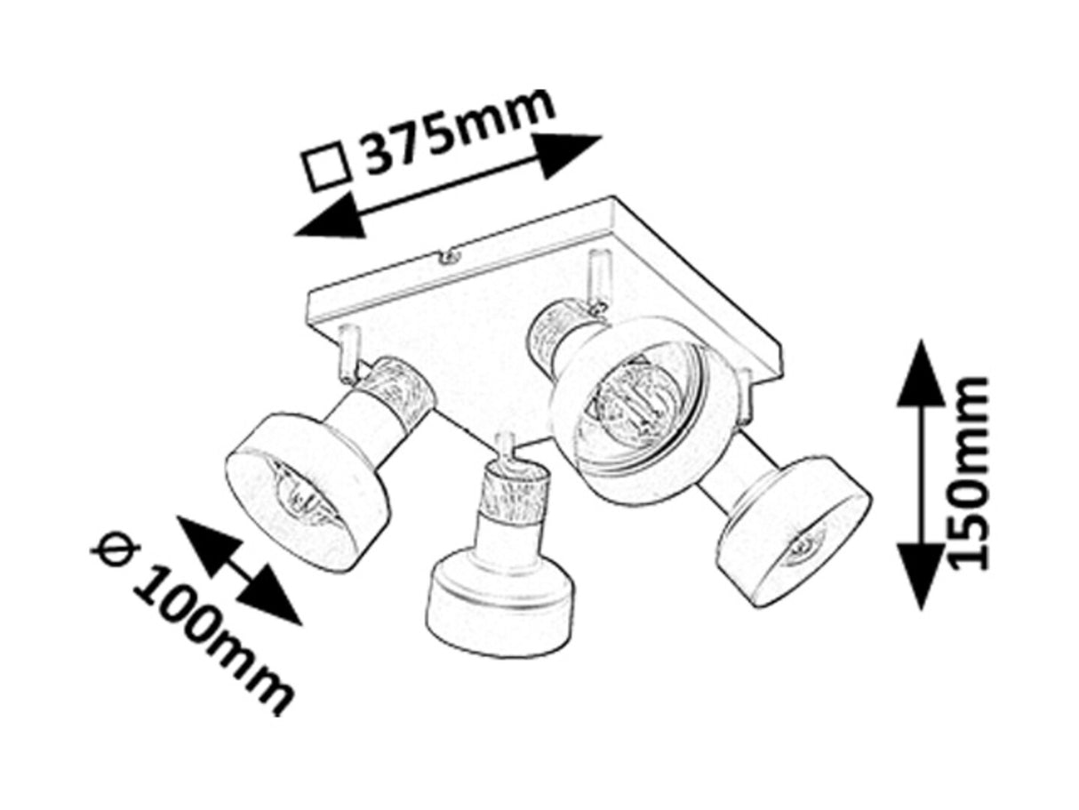 Plafoniera Saskia, negru, 4xE14, IP20, Rabalux, 73058